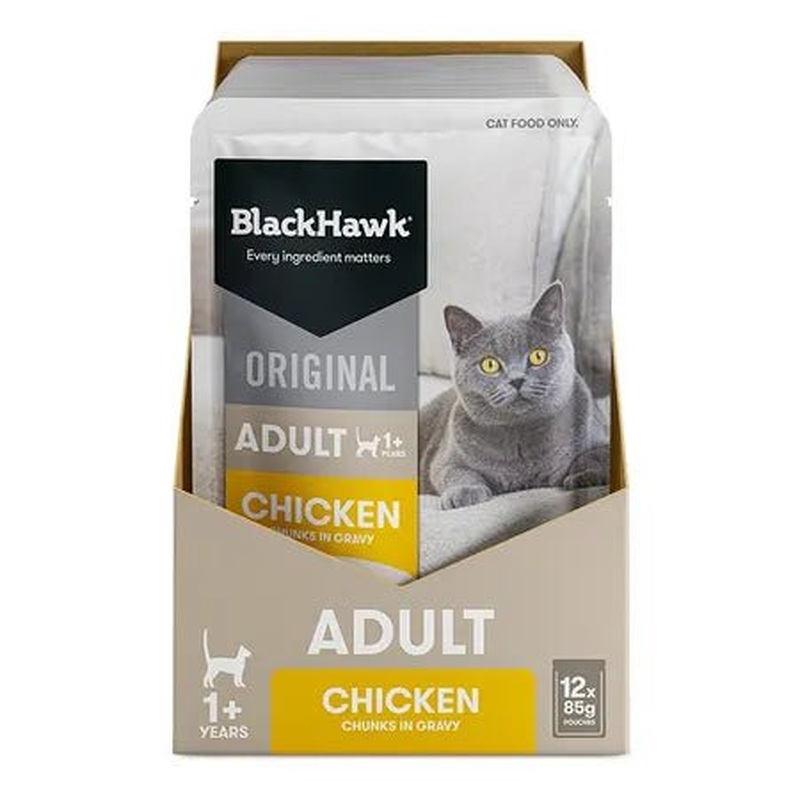 Black Hawk Wet Cat Food Adult Chicken Gravy 12x85g