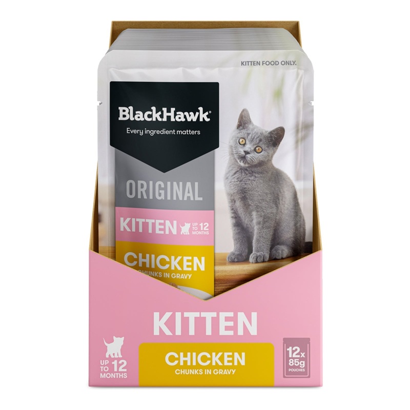 Black Hawk Wet Kitten Food Chicken Chunks in Gravy 12x85g