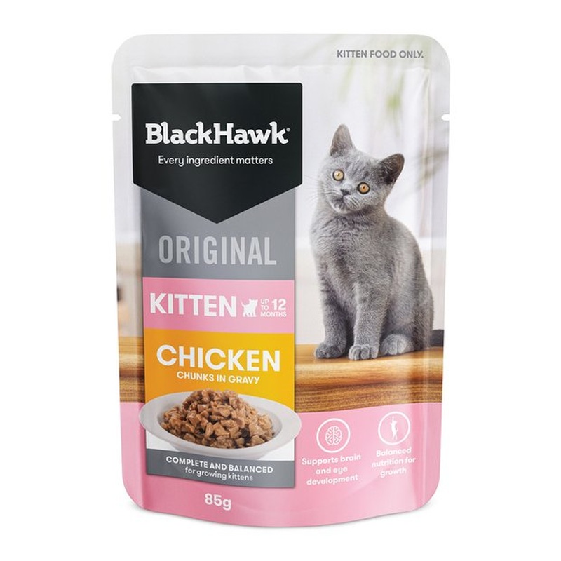 Black Hawk Wet Kitten Food Chicken Chunks in Gravy 85g