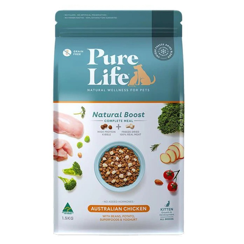 Pure Life Natural Boost Chicken Grain Free Freeze Dried Kitten Food