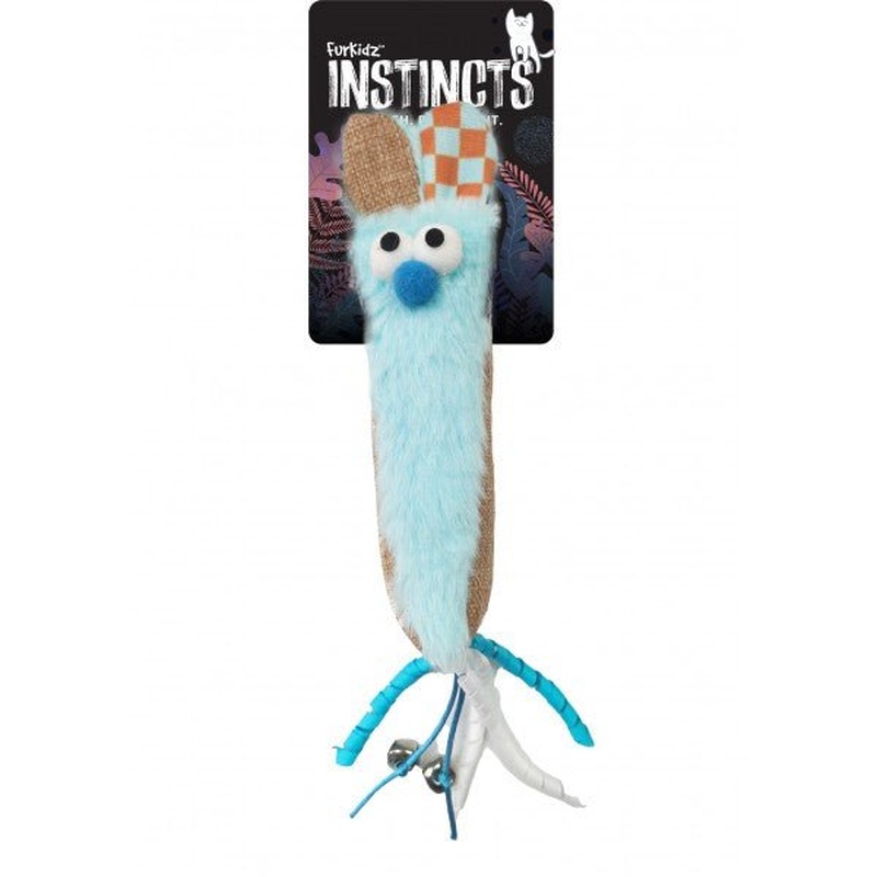 Furkidz Cat Toy Slinky Rabbit Light Blue