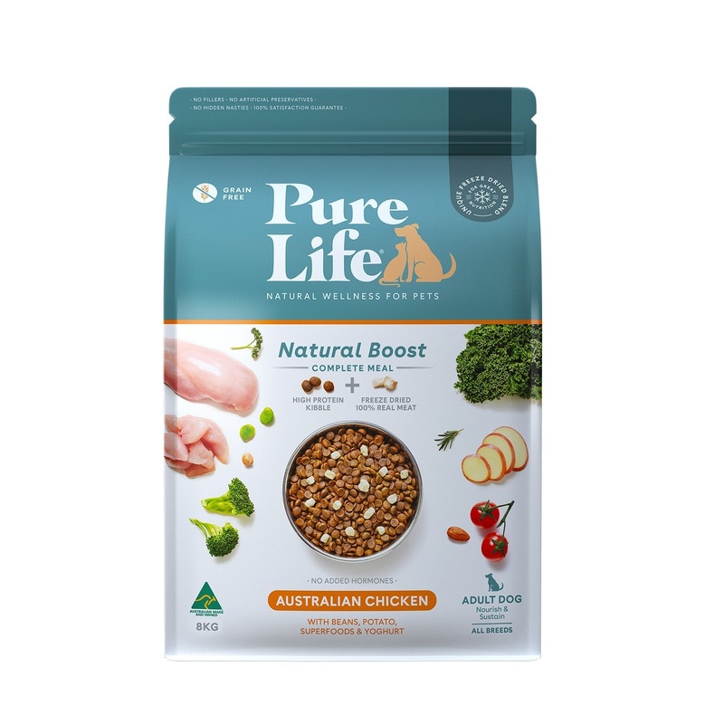 Pure Life Natural Boost Chicken Grain Free Freeze Dried Adult Dog Food 8kg