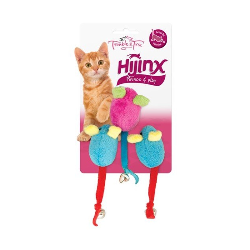 Trouble & Trix Cat Toy HiJinx Mice Bell 3 Pack