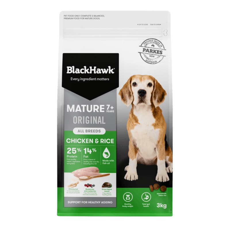 Black Hawk Mature Chicken and Rice Dry Dog Food