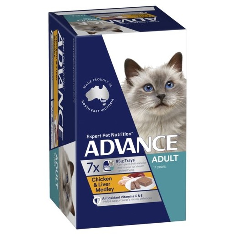Advance Wet Cat Food Adult Chicken And Liver 7x85g