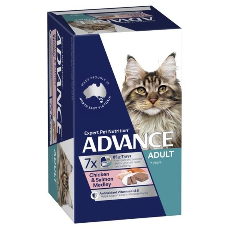 Advance Wet Cat Food Adult Chicken And Salmon 7x85g