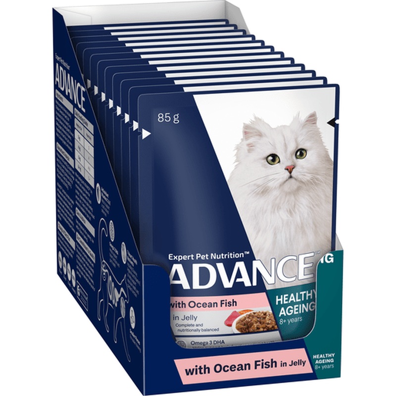Advance Wet Cat Food Healthy Ageing 8+ Ocean Fish in Jelly 12x85g