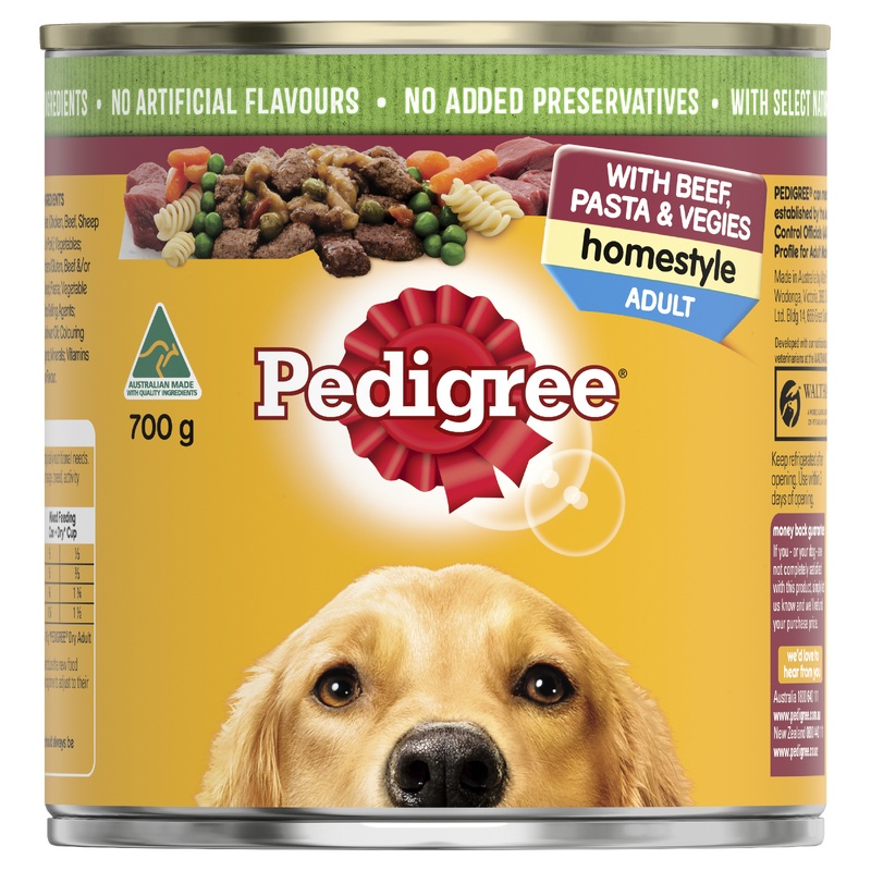 Pedigree Wet Dog Food Can Homestyle Beef Pasta and Vegetables 700g