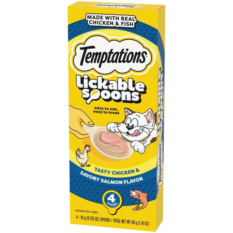 Temptations Creamy Spoons Savory Chicken & Salmon 4 x 10g