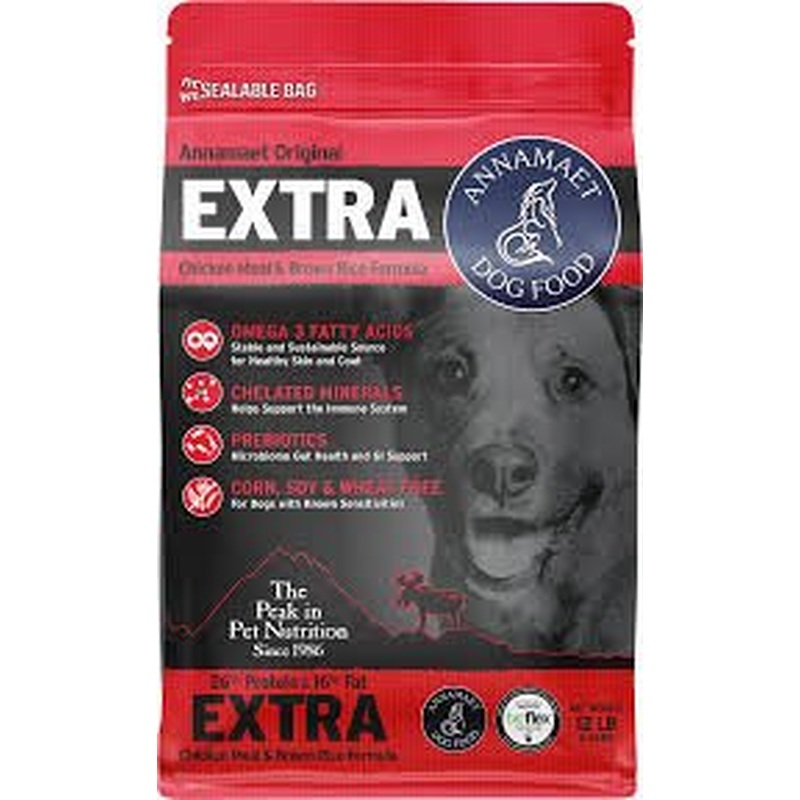Annamaet Extra Dog Food 26% Protein Chicken Formula 12lbs