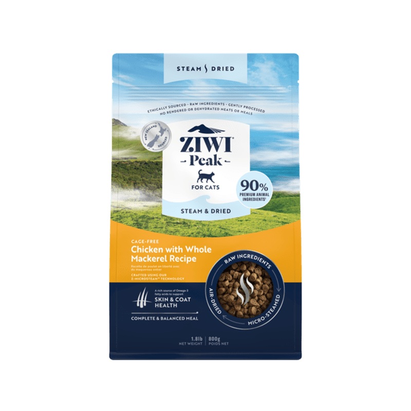 Ziwi Peak Steam Dried Cat Food Chicken with Whole Mackarel