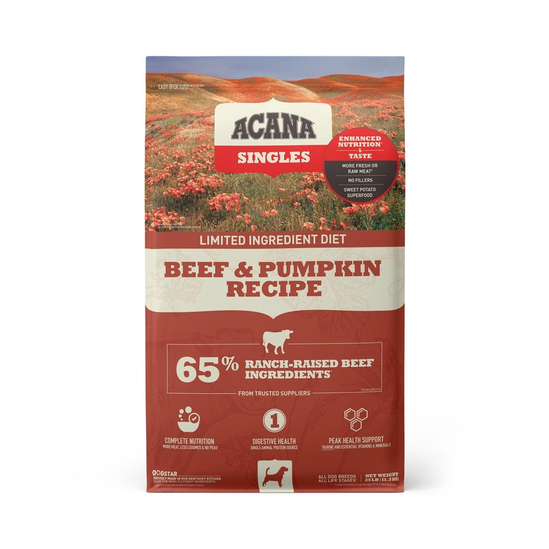 Acana Singles Beef & Pumpkin Limited Ingredient  High-Protein Dog Food  22.5lb