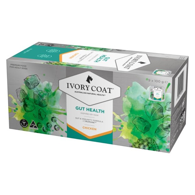 Ivory Coat Raw Health Wet Dog Food Gut Health Chicken 9x100g