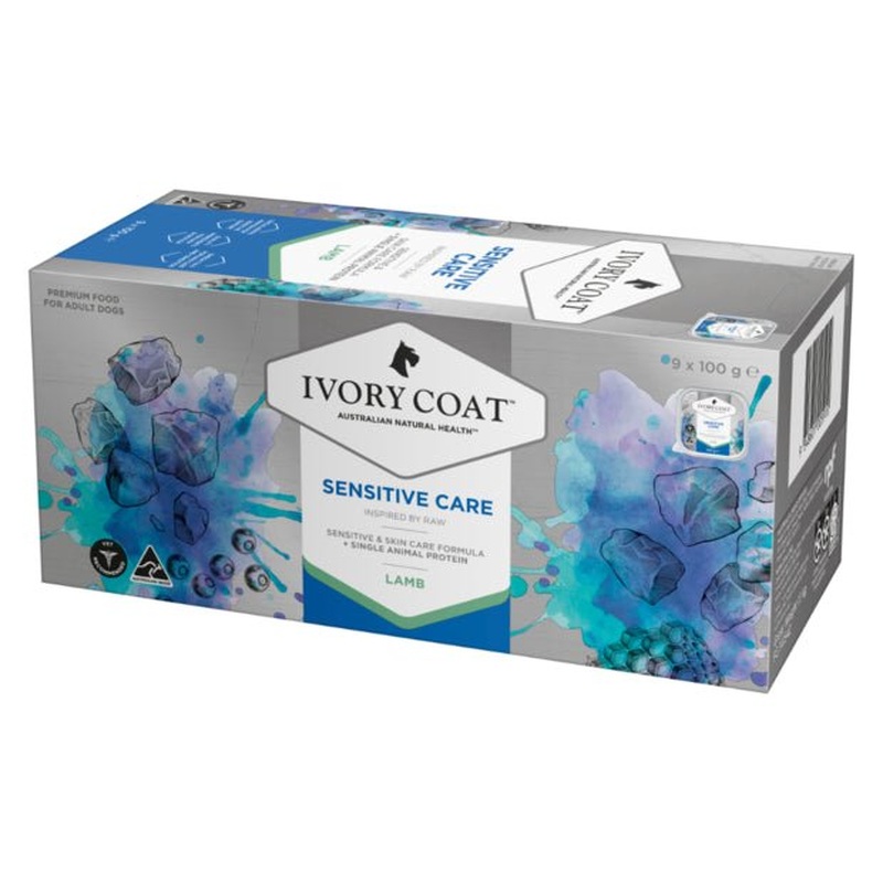 Ivory Coat Raw Health Wet Dog Food Sensitive Care Lamb 9x100g