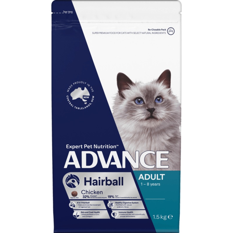 Advance Dry Cat Food Adult Hairball Chicken 1.5kg