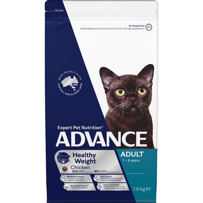 Advance Dry Cat Food Adult Healthy Weight Chicken 1.5kg