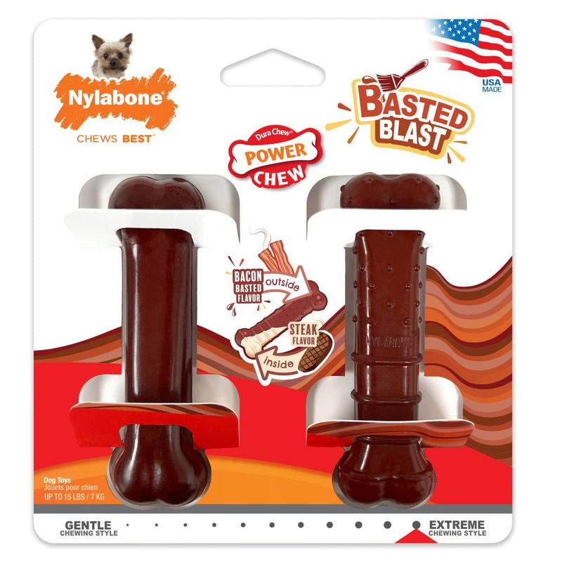 Nylabone Power Basted Bone Steak/Bacon Flavour 2 pack Regular