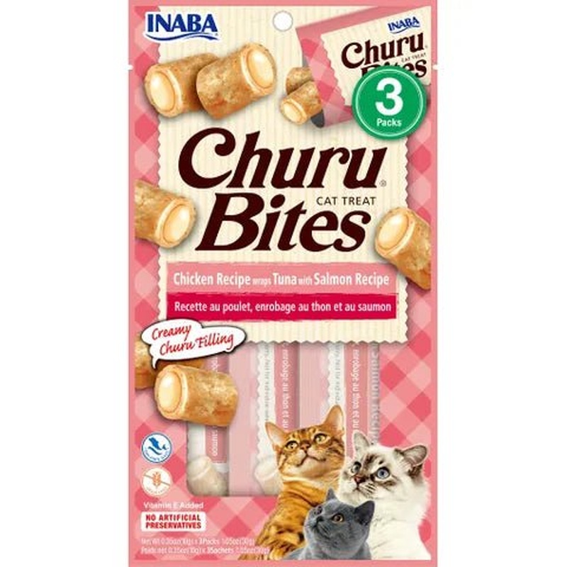 Inaba Churu Bites Chicken Recipe with Tuna and Salmon Cat Treat 3 x 10g