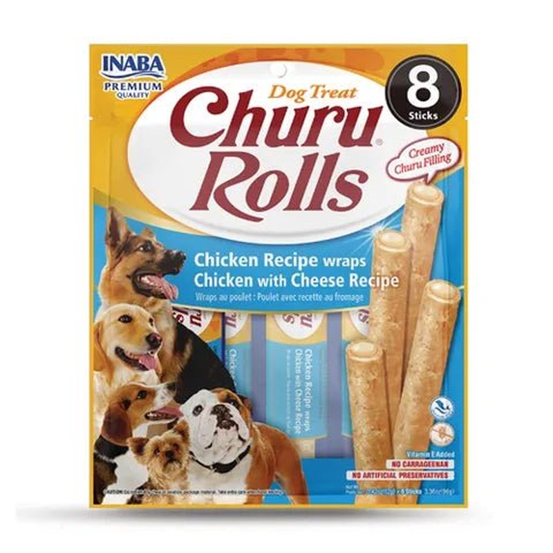 Inaba Churu Rolls Chicken Recipe Wraps Dog Treat 8 x 12g