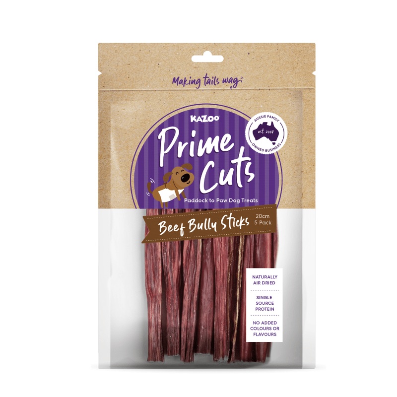 Kazoo Prime Cuts Beef Bully Sticks 20cm 5 Pack
