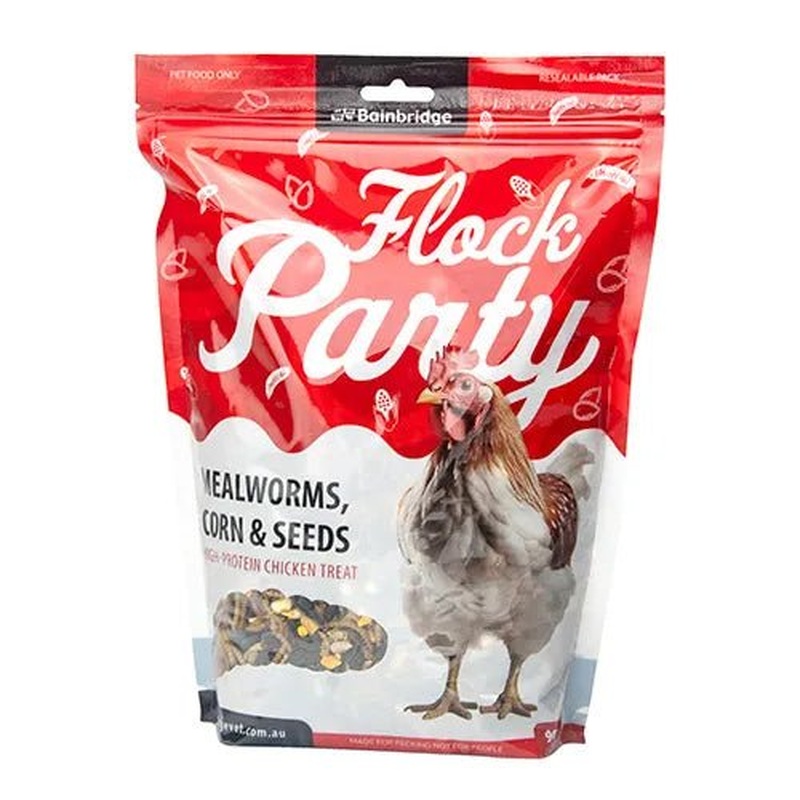 Bainbridge Flock Party High Protein Chicken Treat Mealworms,Corn & Seeds 900g