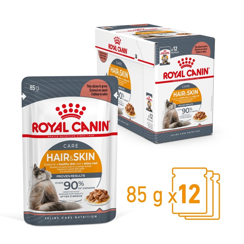Royal Canin Wet Cat Food Hair and Skin Gravy 12x85g