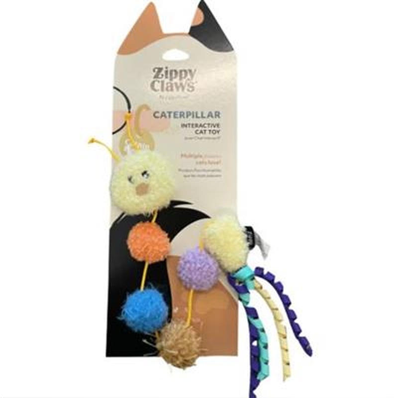 Zippyclaws Pompom Caterpillar Cat Toy with Catnip Small