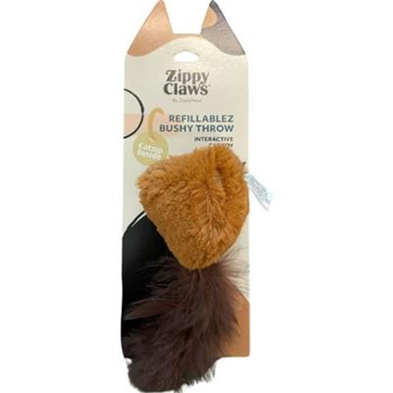 Zippyclaws Refillablez Bushy Throw Squirrel with Catnip Small