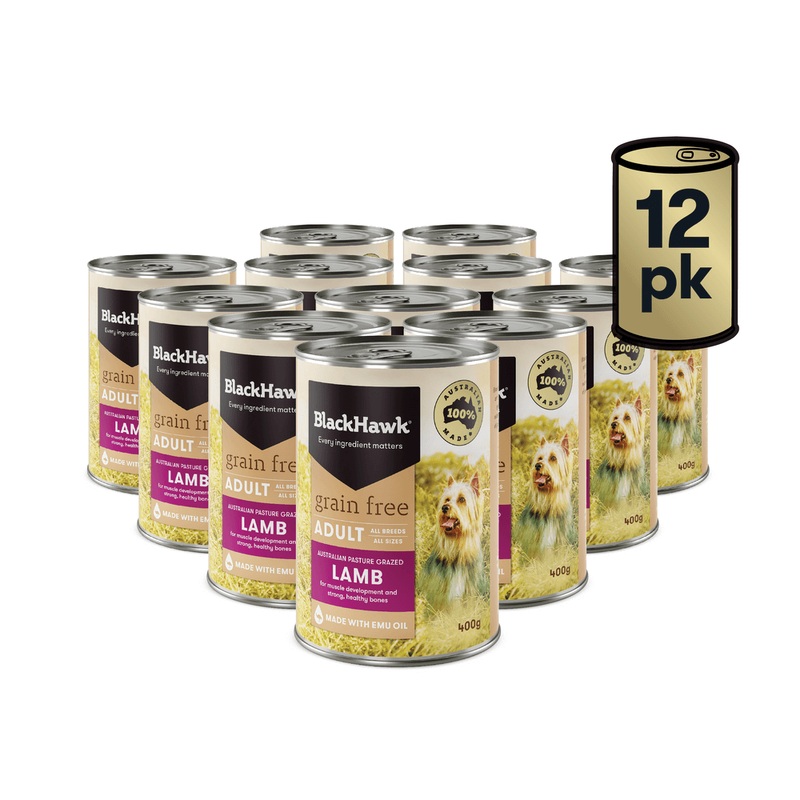 Black Hawk Grain Free Wet Dog Food 12x400g Lamb