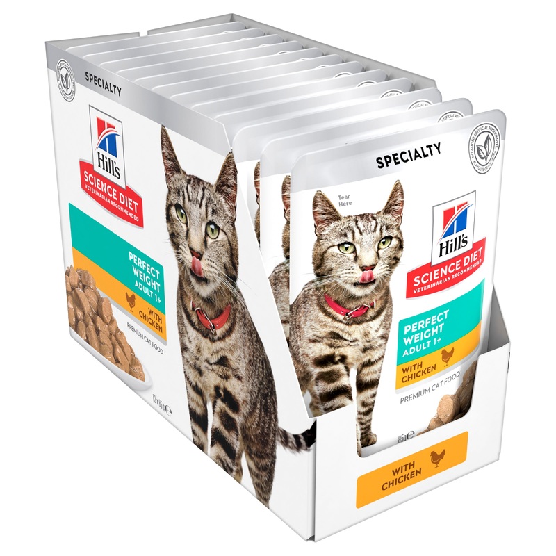 Hill's Science Diet Adult Perfect Weight Chicken Cat Food pouches 12x85g