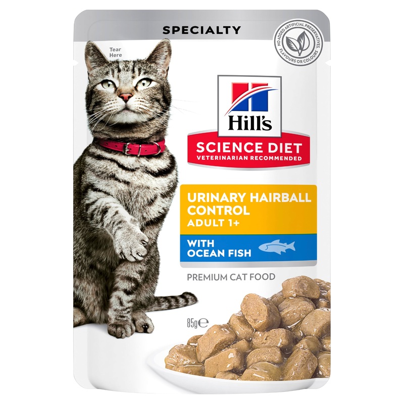 Hill's Science Diet Adult Urinary Hairball Control Ocean Fish Cat Food pouches 85g