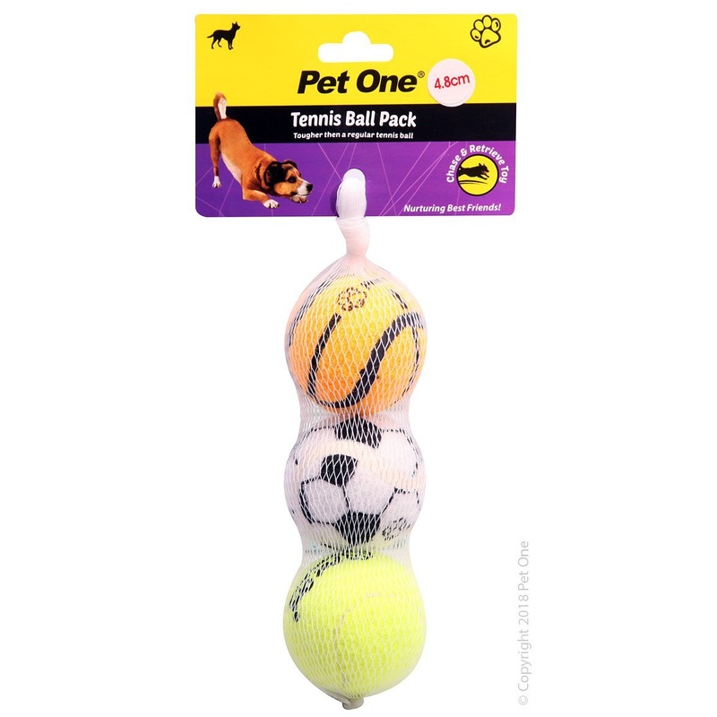 Pet One Tennis Ball 3 Pack With Print