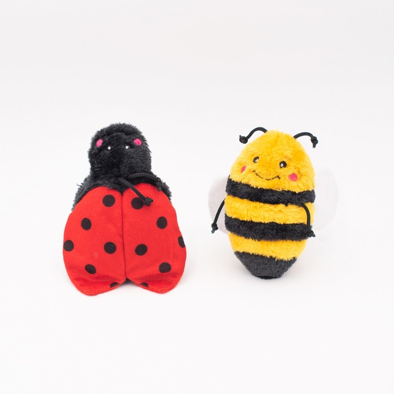 Zippypaws Plush Dog Toy Crinkle 2pk Bee and Ladybug