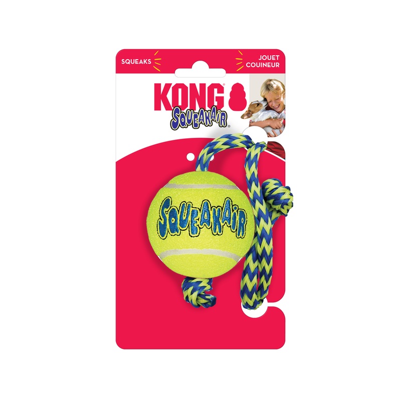KONG Air Squeaker Ball With Rope Medium