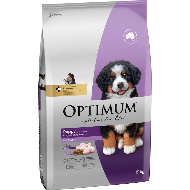 Optimum Dry Dog Food Puppy Large Breed Chicken Rice and Vegetables 15kg