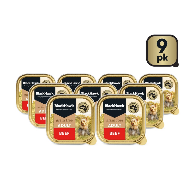 Black Hawk Grain Free Wet Dog Food 100g x 9 Beef