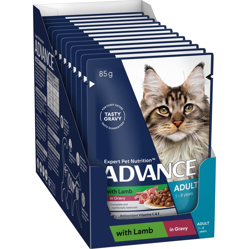 Advance Wet Cat Food Adult Lamb And Gravy 12x85g