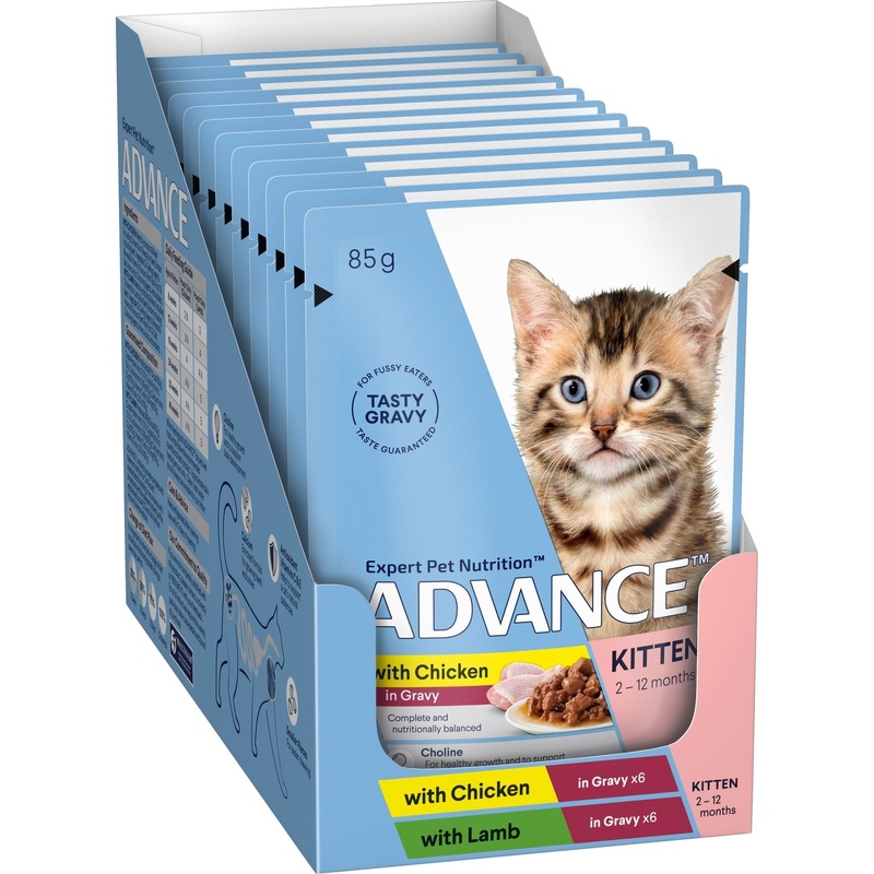 Advance Wet Kitten Food Chunks in Gravy 12x85g