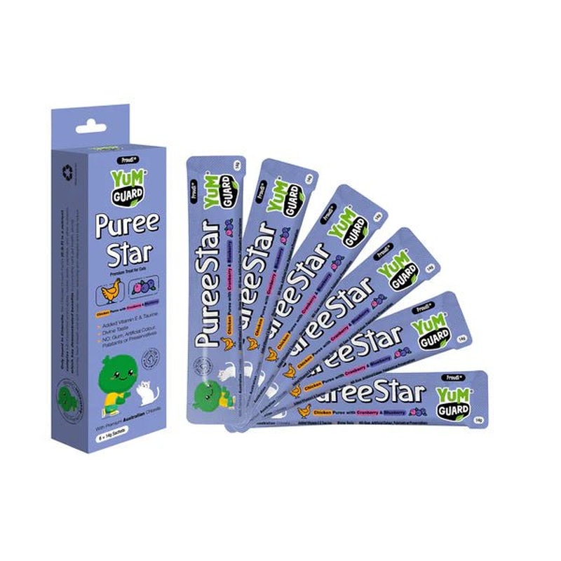 YumGuard Puree Star Chicken Cranberry And Blueberry Cat Treat 6x14g