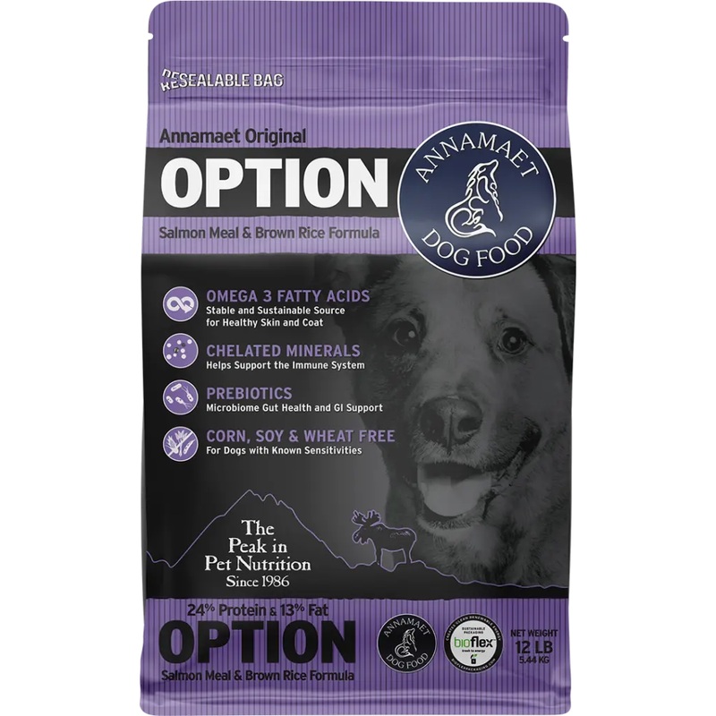 Annamaet Original Option Dog Food 24% Protein Salmon & Brown Rice 25lb