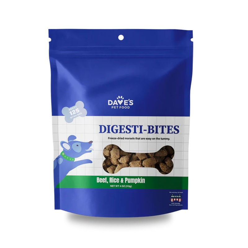 Dave's Pet Food Digesti-Bites Freeze Dried Dog Treats - Beef, Rice, & Pumpkin - 4oz Pouch