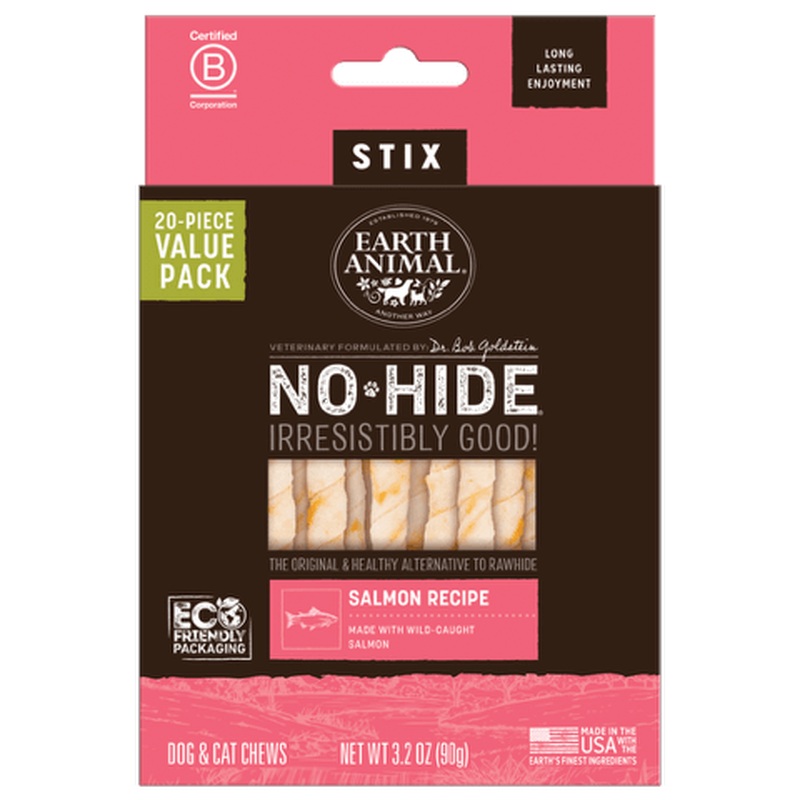Earth Animal No-Hide Stix Dog Treats - Salmon - 3oz Bag 20ct