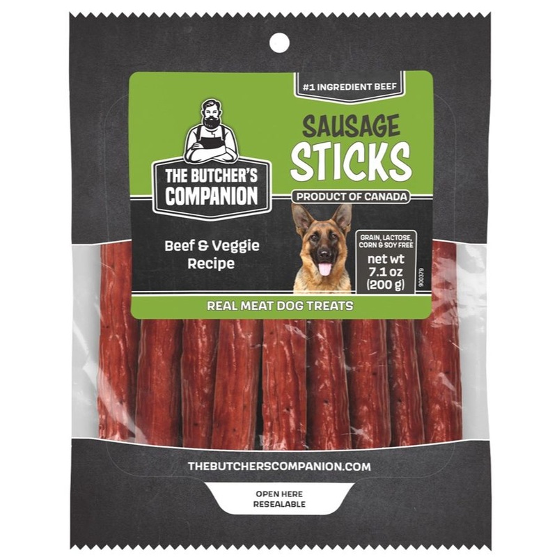 The Butcher's Companion Beef & Veggie Recipe Sausage Sticks Dog Treats 5.3oz
