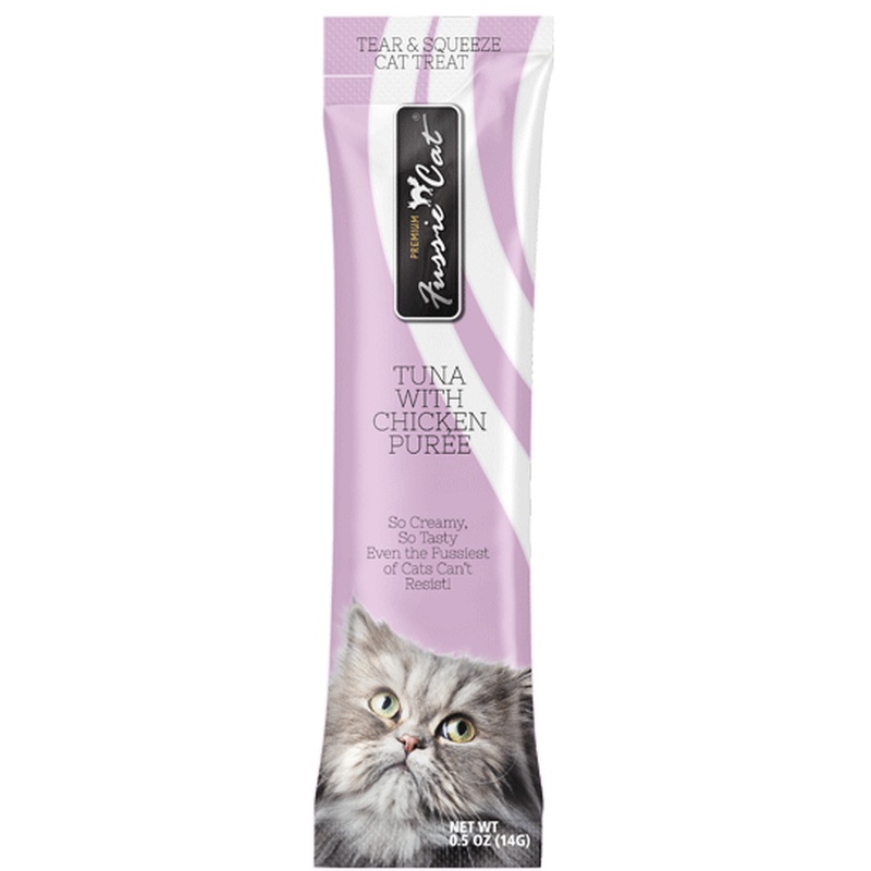 Fussie Cat Puree Lickable Cat Treats - Tuna & Chicken Variety Pack - 10 Flavors 50ct