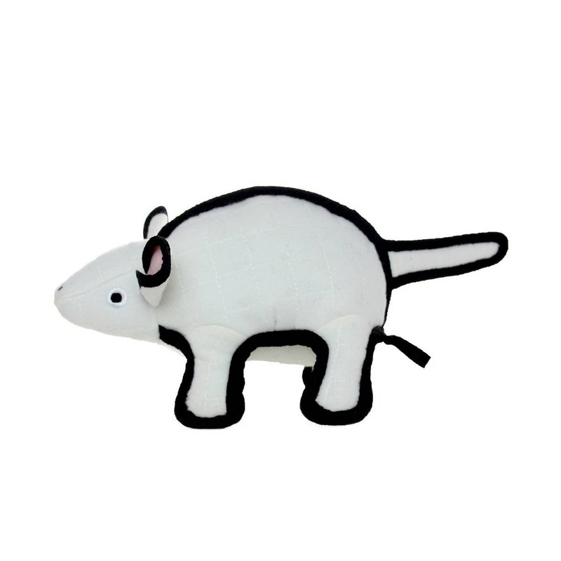 Tuffy's Barnyard Mouse White Dog Toy