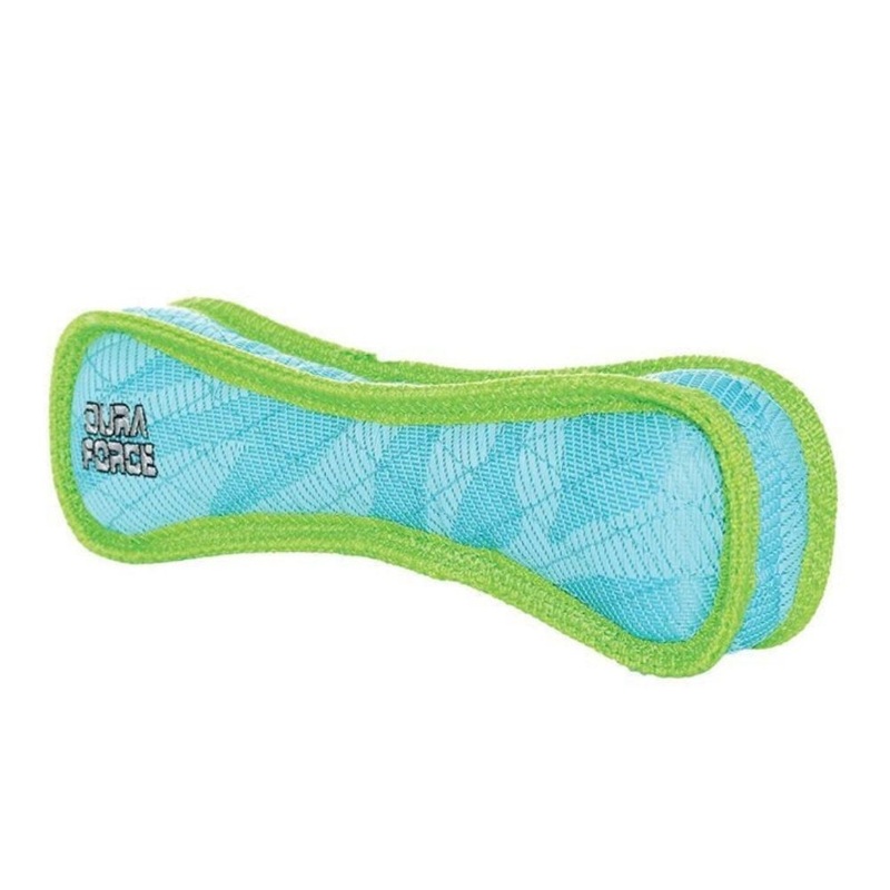 Tuffy's DuraForce Bone Tiger Blue Green Dog Toy