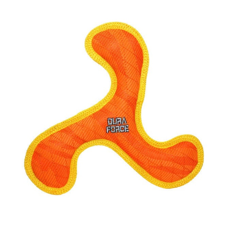 Tuffy's DuraForce Jr Boomerang Orange Yellow Dog Toy