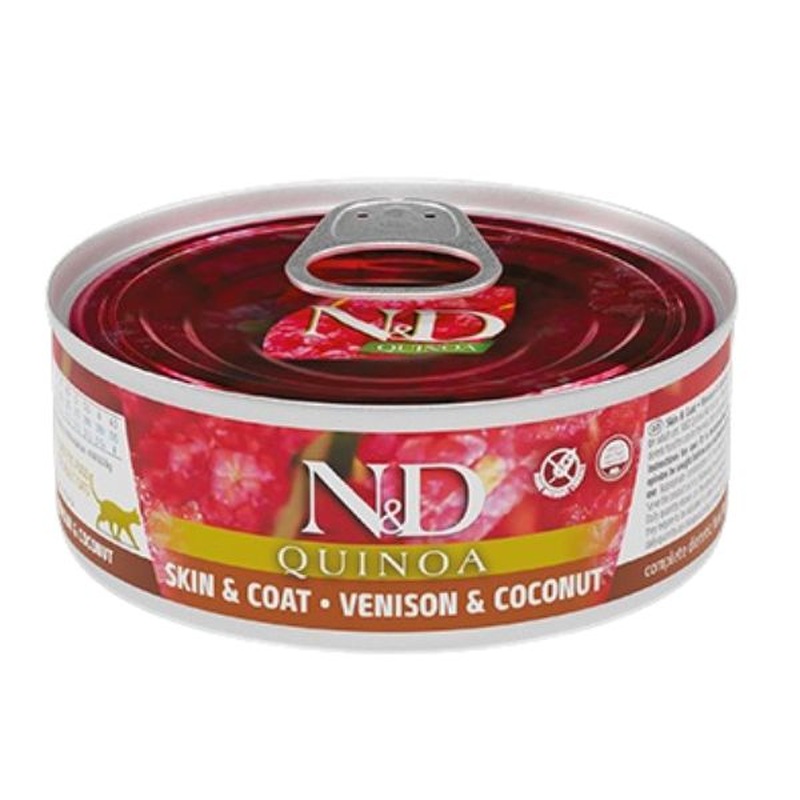 Farmina N&D Quinoa Functional Skin & Coat Wet Cat Food - Venison & Coconut - 2.8oz Can