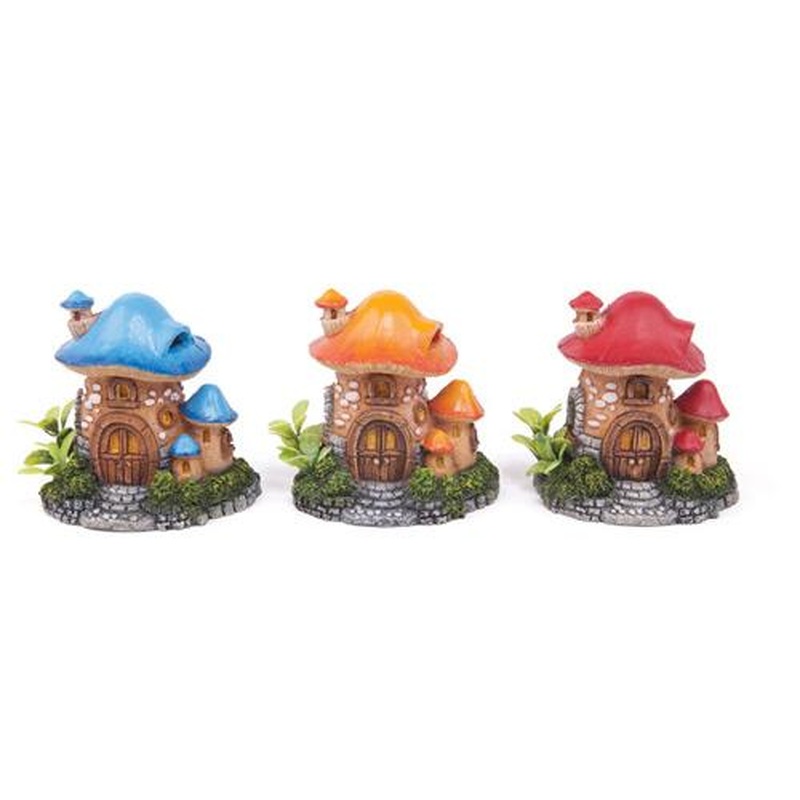 Kazoo Mushroom House With Plant Small Red/Blue/Orange