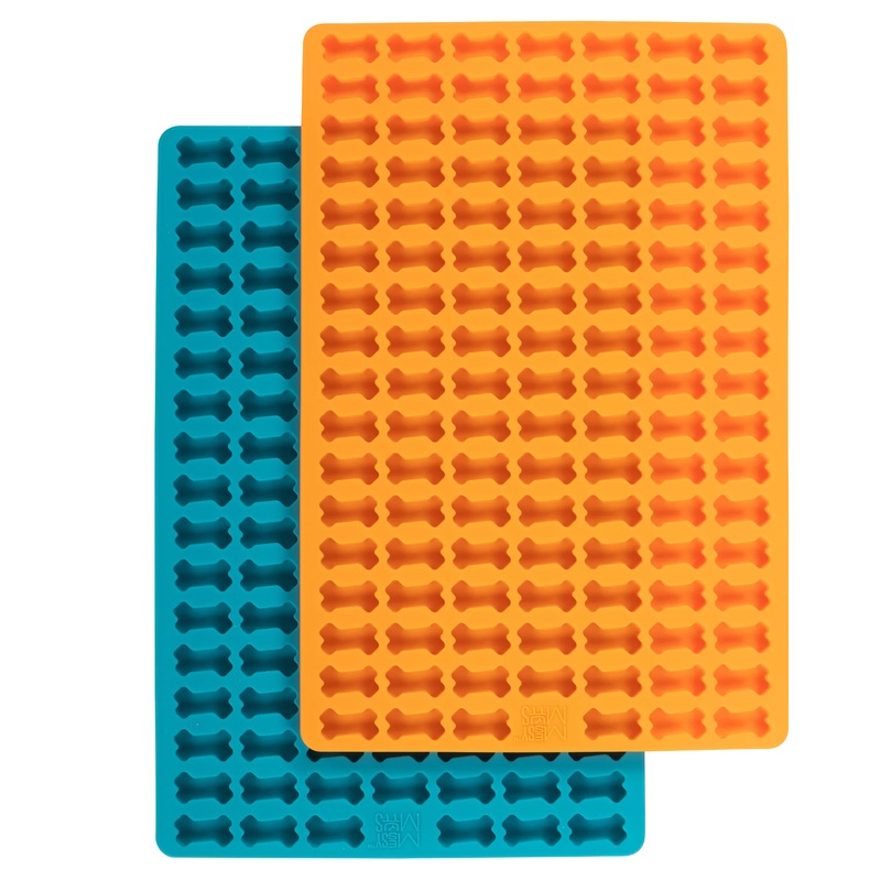 Messy Mutts Silicone Bake & Freeze Dog Treat Maker - 2 Pack - Orange & Blue